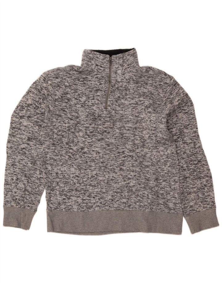 Lee Mens Zip Neck Sweatshirt Jumper Large Grey Flecked Polyester