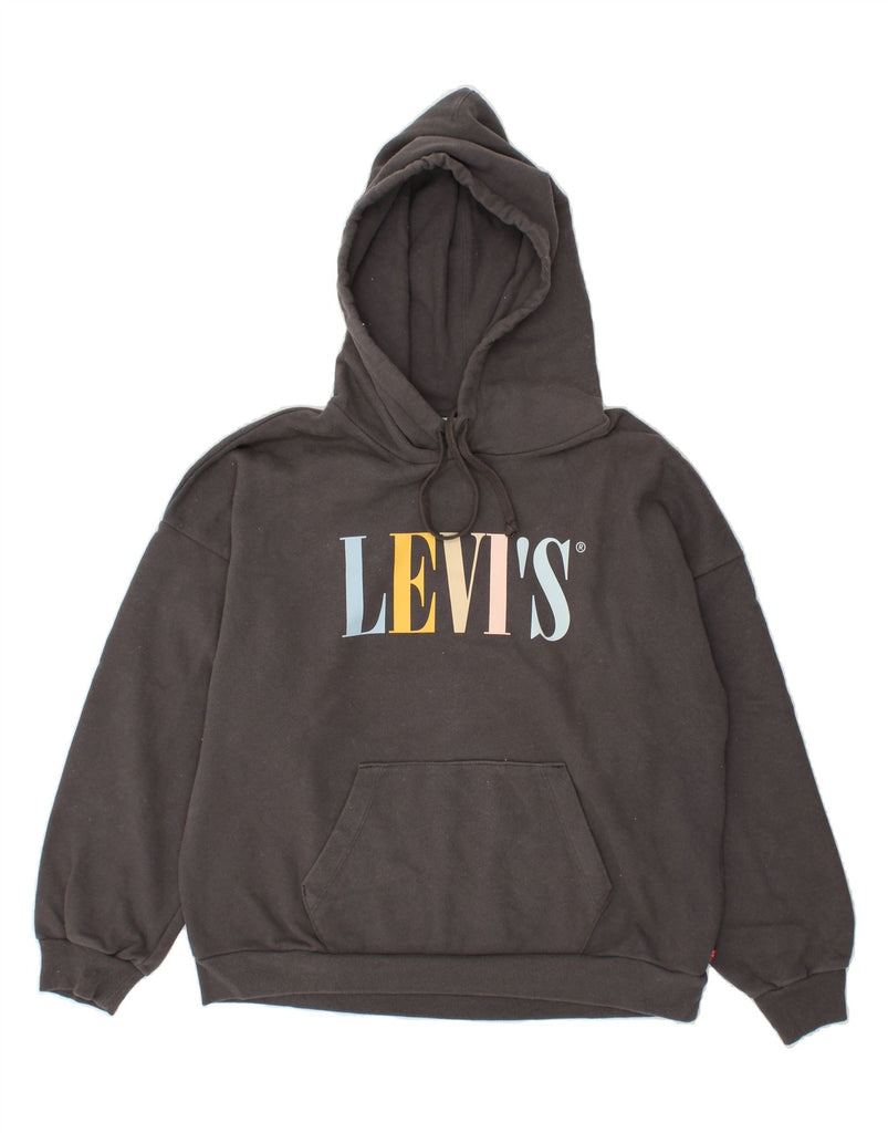 LEVI'S Womens Oversized Graphic Hoodie Jumper UK 14 Medium Grey Cotton | Vintage Levi's | Thrift | Second-Hand Levi's | Used Clothing | Messina Hembry 