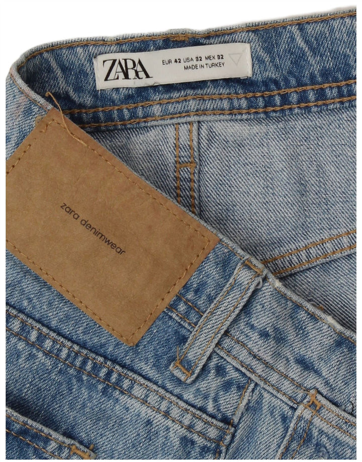 Zara Mens Distressed Denim Shorts EU 42 Large W32  Blue Cotton