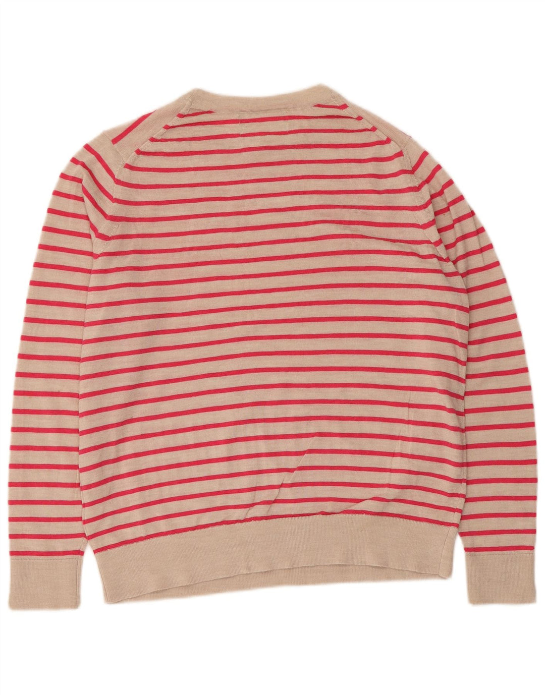 Marks & Spencer Womens Crew Neck Jumper Sweater UK 14 Medium Beige Striped