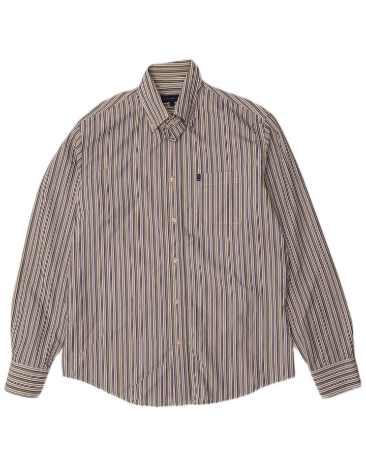 Trussardi Jeans Mens Shirt Large Multicoloured Striped Cotton