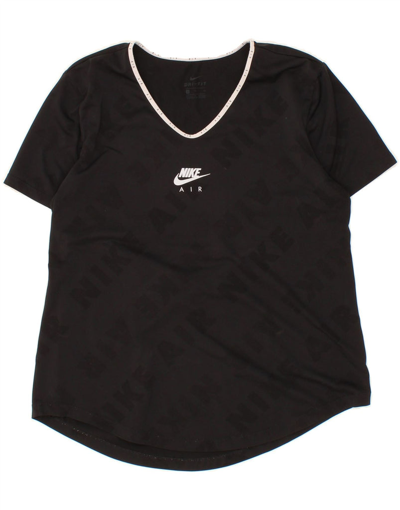 NIKE Womens Dri Fit Graphic T-Shirt Top UK 14 Medium Black Polyester Vintage Nike and Second-Hand Nike from Messina Hembry 