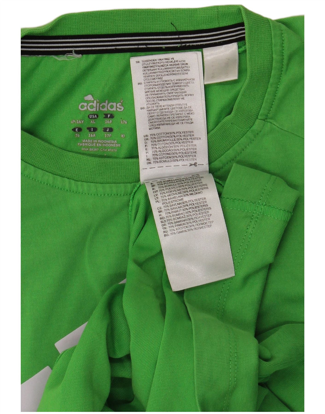 ADIDAS Boys Climalite Graphic T-Shirt Top 15-16 Years Green Cotton