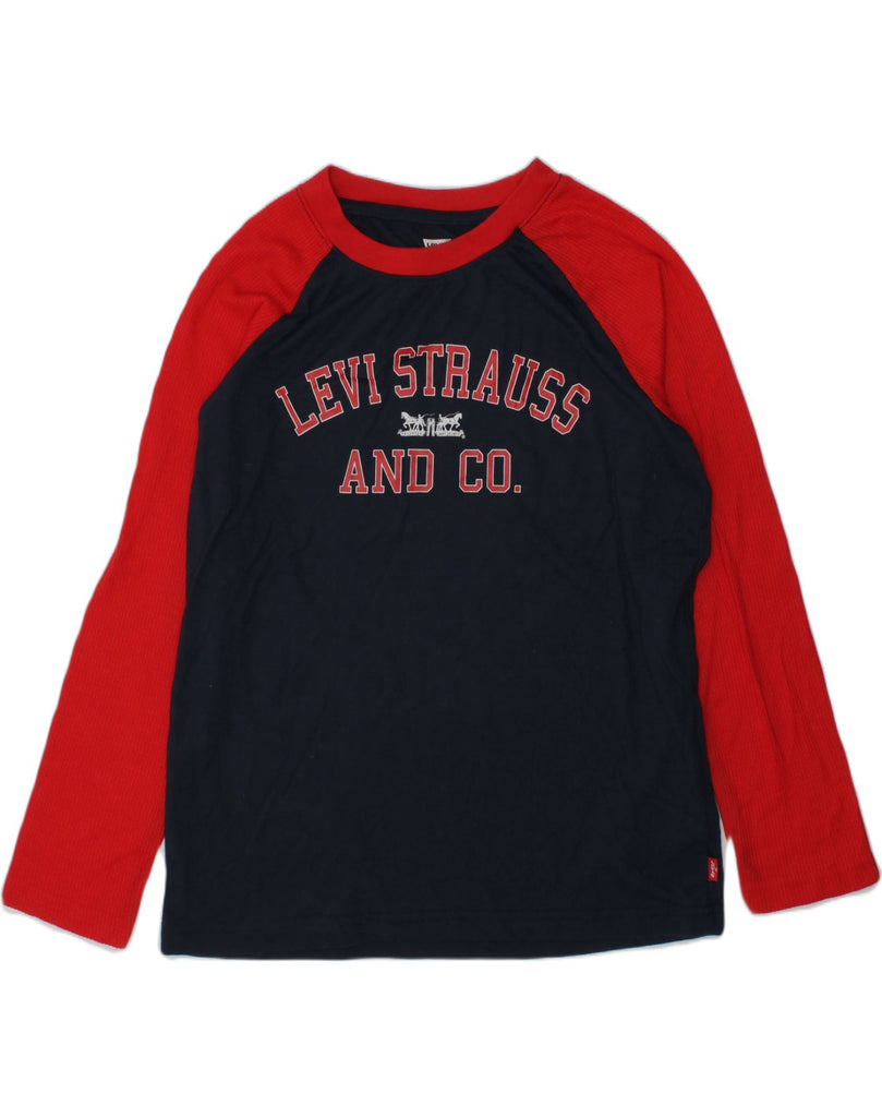 LEVI'S Boys Graphic Top Long Sleeve 8-9 Years Navy Blue Colourblock | Vintage Levi's | Thrift | Second-Hand Levi's | Used Clothing | Messina Hembry 