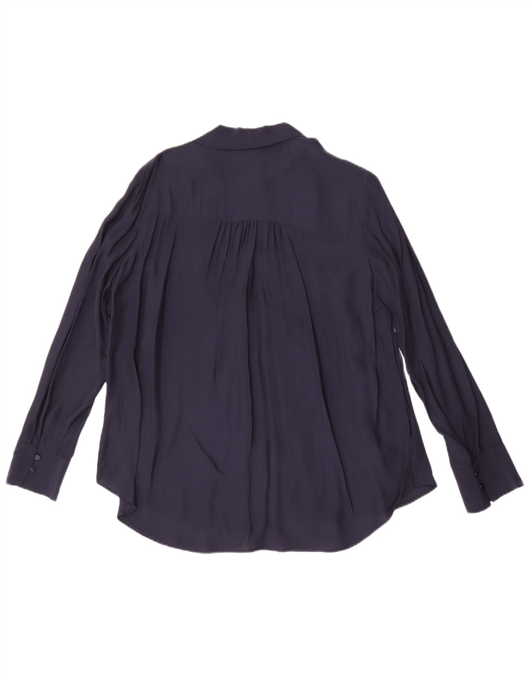 Massimo Dutti Womens Bow Tie Shirt Blouse EU 42 Large Navy Blue Viscose