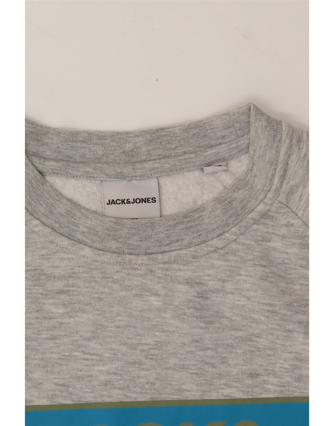 JACK & JONES Mens Graphic Sweatshirt Jumper Small Grey Flecked Polyester Vintage Jack & Jones and Second-Hand Jack & Jones from Messina Hembry 