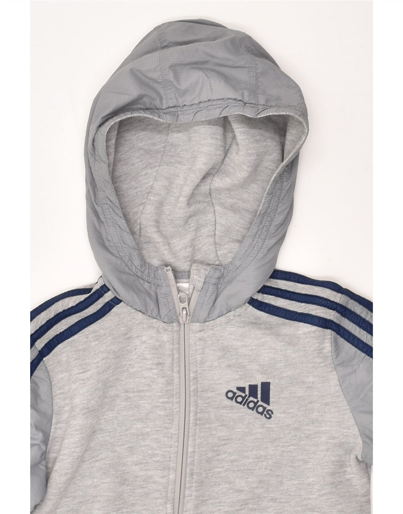 ADIDAS Boys Zip Hoodie Sweater 8-9 Years Grey | Vintage Adidas | Thrift | Second-Hand Adidas | Used Clothing | Messina Hembry 