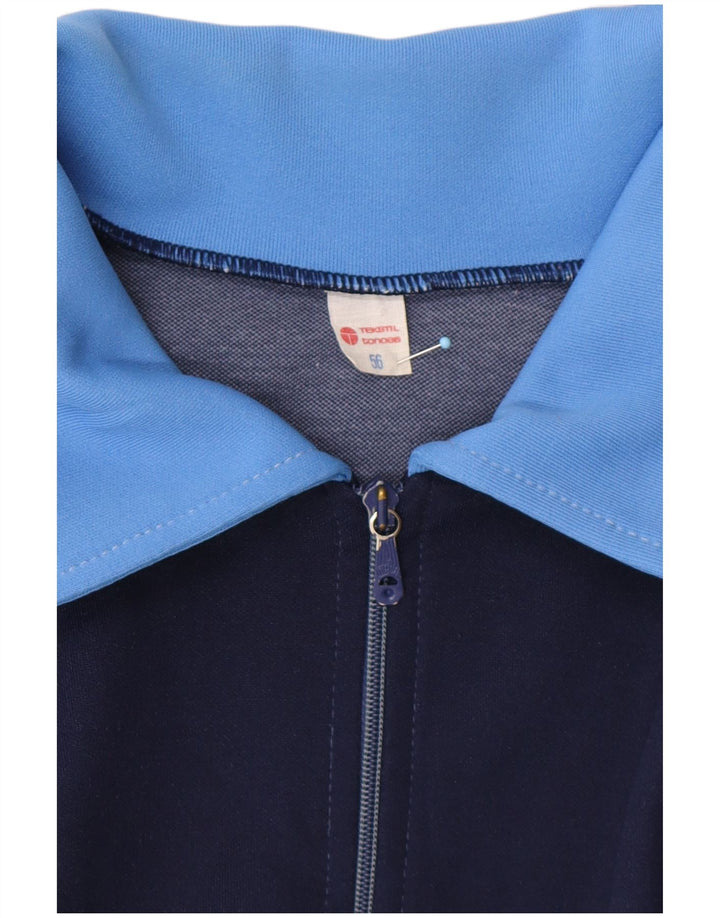 VINTAGE Mens Tracksuit Top Jacket EU 56 XL Blue Colourblock Retro