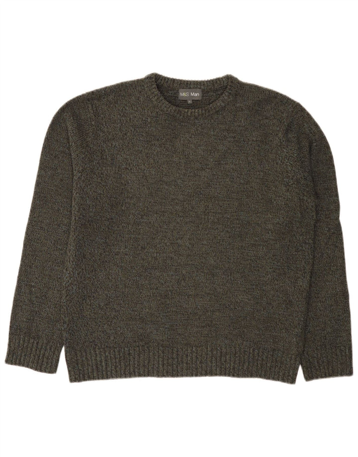 Marks & Spencer Mens Boat Neck Jumper Sweater Large Khaki