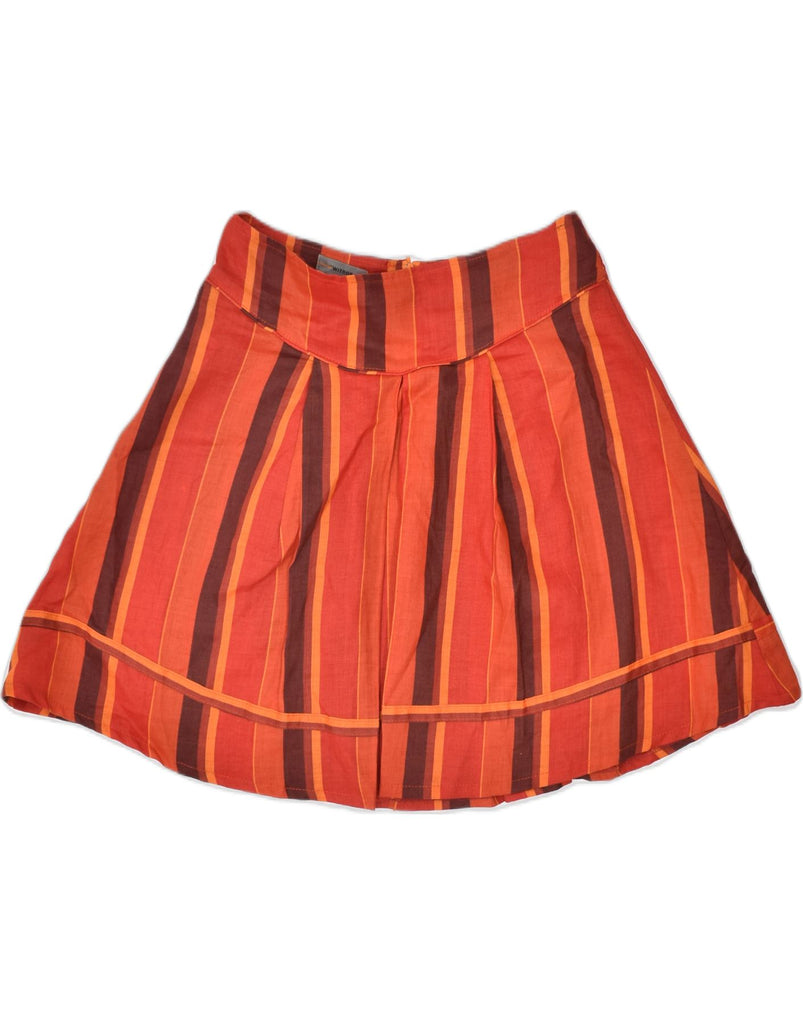 WITBOY Womens A-Line Skirt EU 38 Small W28 Orange Striped Ramie | Vintage | Thrift | Second-Hand | Used Clothing | Messina Hembry 