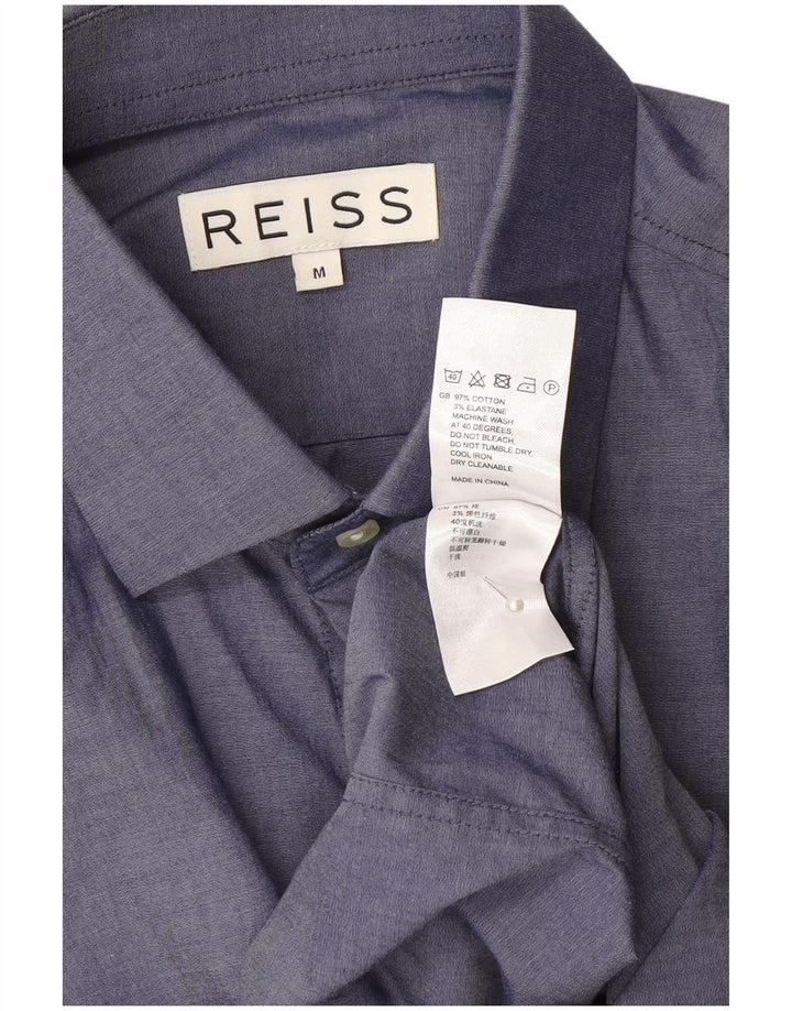 Reiss Mens Shirt Medium Navy Blue Cotton
