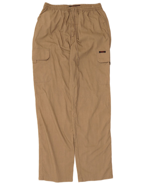 Vintage Womens Straight Cargo Trousers Medium W30 L31 Beige Cotton