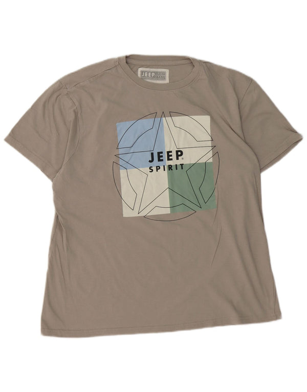 JEEP Womens Graphic T-Shirt Top UK 16 Large Grey Cotton
