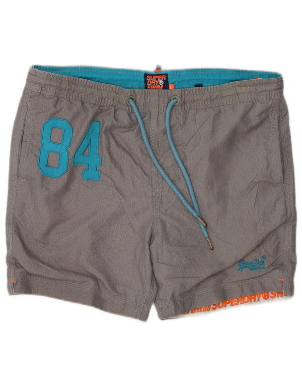 Superdry Mens Graphic Swimming Shorts Large Grey Polyester