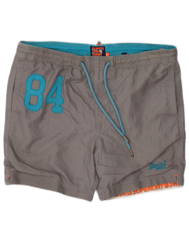Superdry Mens Graphic Swimming Shorts Large Grey Polyester