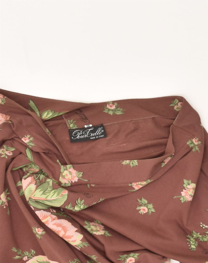 VINTAGE Womens Blouse Top UK 18 XL Brown Floral Cotton | Vintage Vintage | Thrift | Second-Hand Vintage | Used Clothing | Messina Hembry 