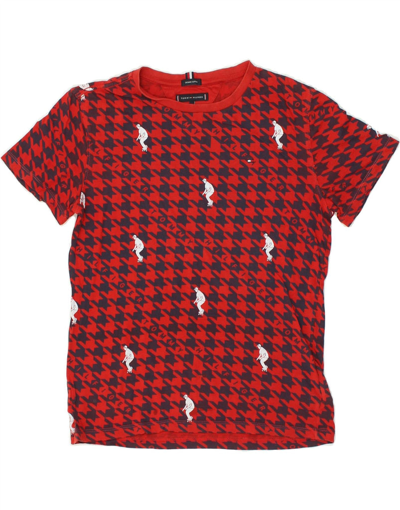 TOMMY HILFIGER Boys Graphic T-Shirt Top 13-14 Years Red Houndstooth Cotton | Vintage Tommy Hilfiger | Thrift | Second-Hand Tommy Hilfiger | Used Clothing | Messina Hembry 