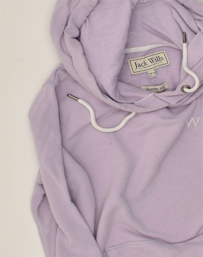 JACK WILLS Womens Graphic Classic Fit Hoodie Jumper UK 10 Small Purple | Vintage Jack Wills | Thrift | Second-Hand Jack Wills | Used Clothing | Messina Hembry 