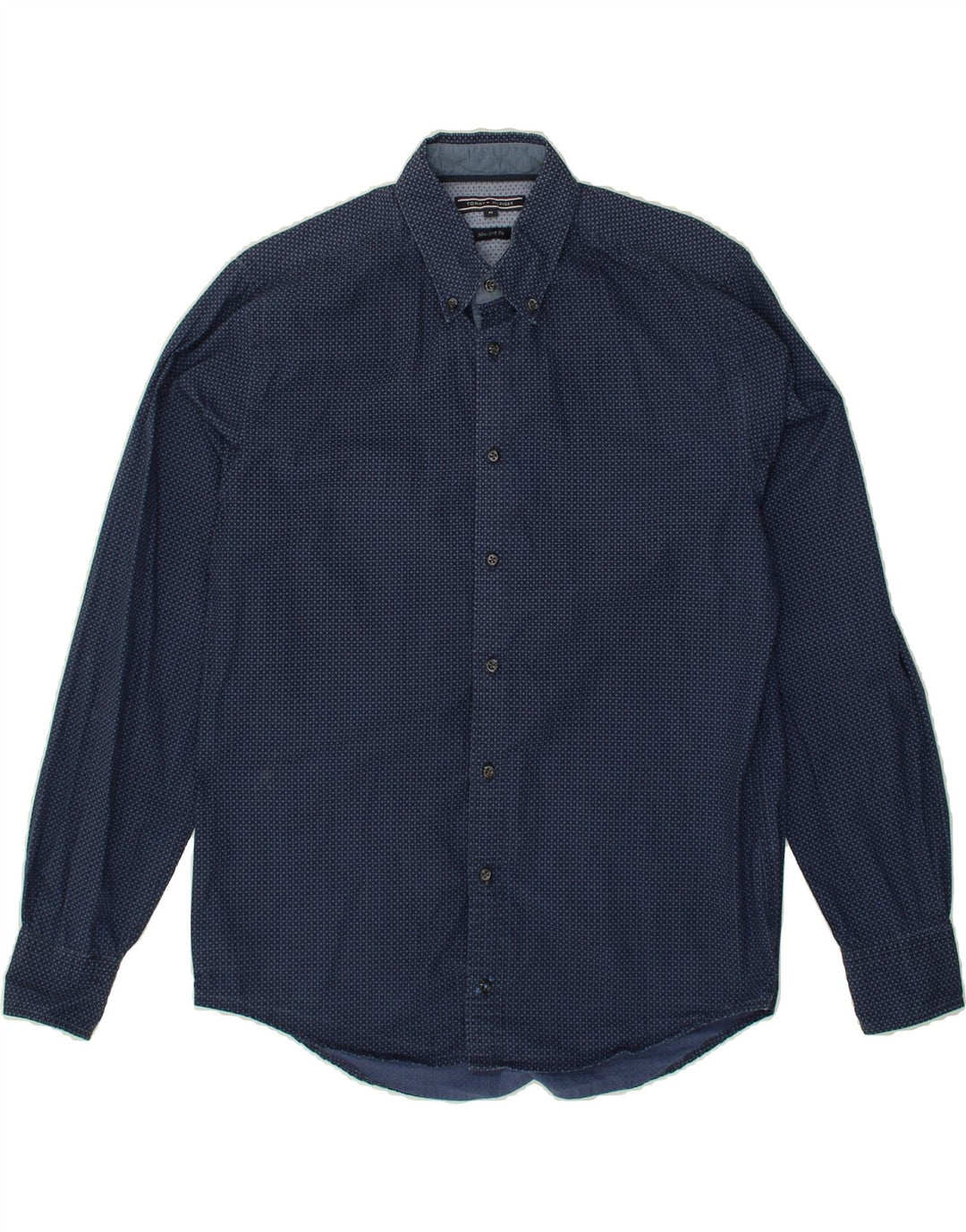 TOMMY HILFIGER Mens New York Fit Abstract Pattern Shirt Medium Navy Blue Vintage Tommy Hilfiger and Second-Hand Tommy Hilfiger from Messina Hembry 