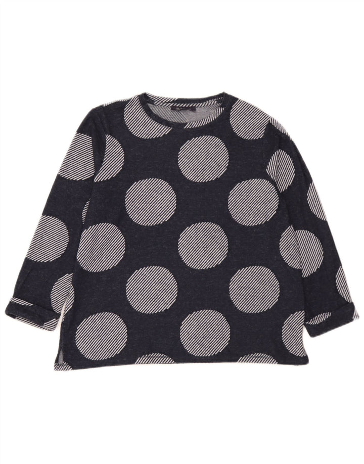 Marks & Spencer Womens Top 3/4 Sleeve UK 14 Large Navy Blue Polka Dot