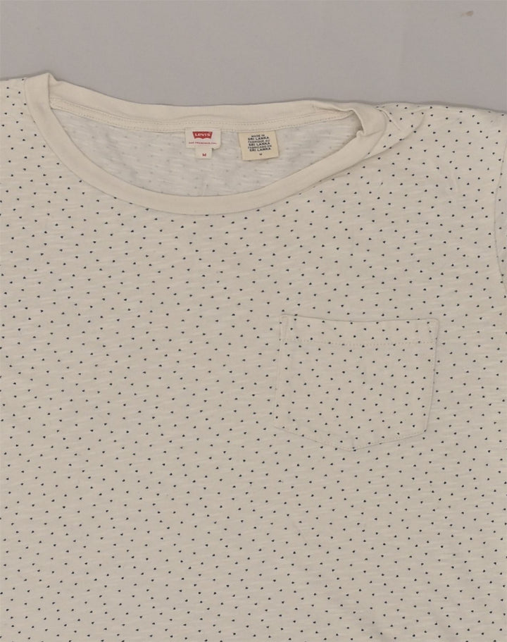 LEVI'S Womens T-Shirt Top UK 12 Medium White Spotted | Vintage Levi's | Thrift | Second-Hand Levi's | Used Clothing | Messina Hembry 