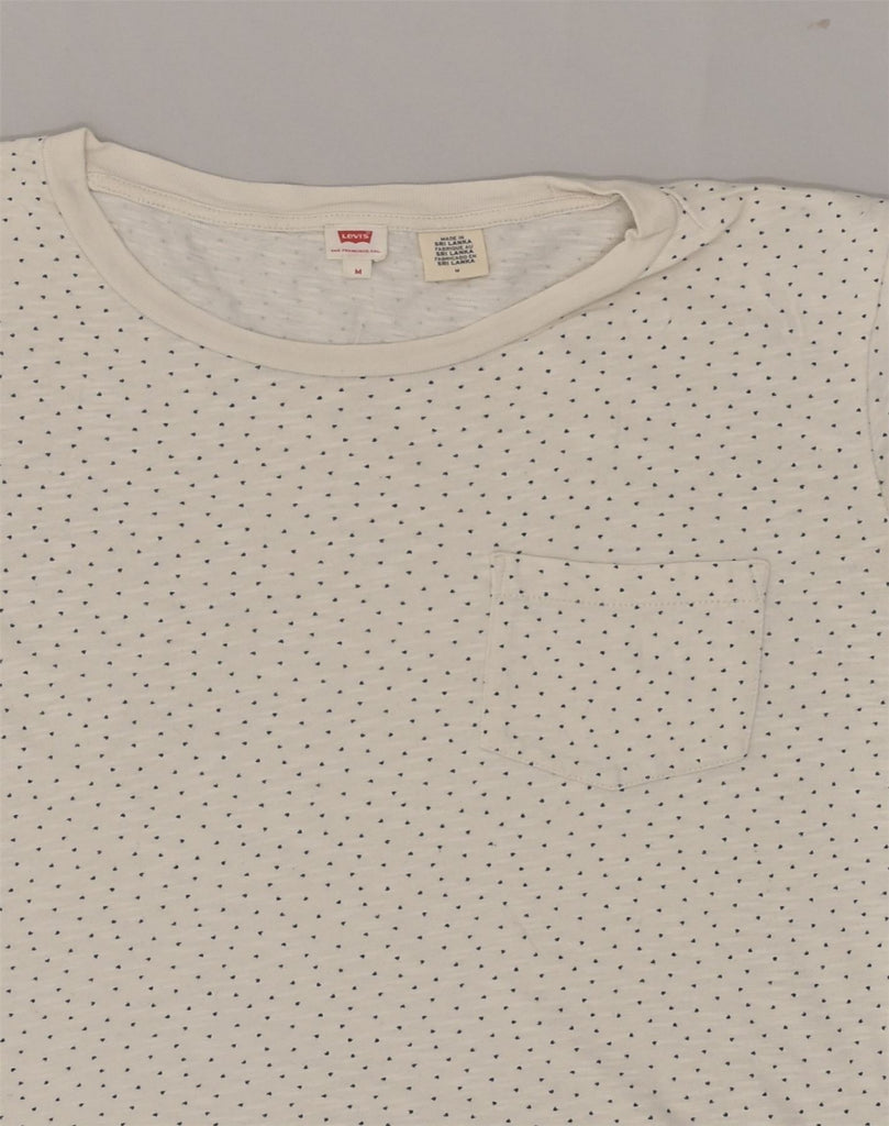 LEVI'S Womens T-Shirt Top UK 12 Medium White Spotted | Vintage Levi's | Thrift | Second-Hand Levi's | Used Clothing | Messina Hembry 