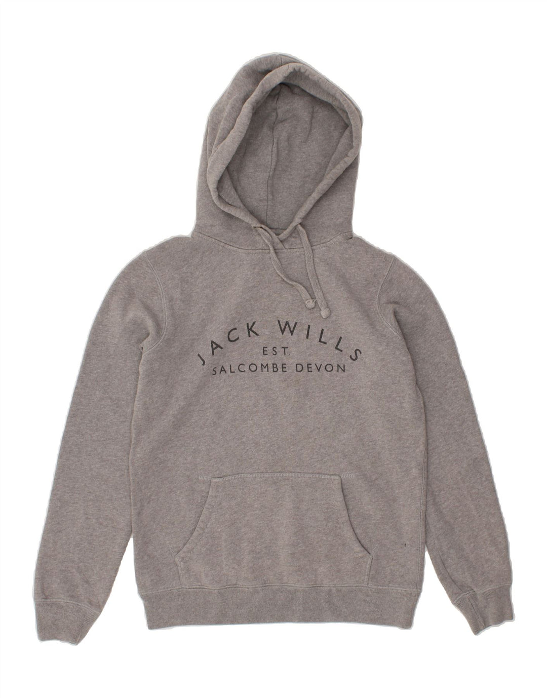 JACK WILLS Womens Graphic Hoodie Jumper UK 8 Small Grey Vintage Jack Wills and Second-Hand Jack Wills from Messina Hembry 