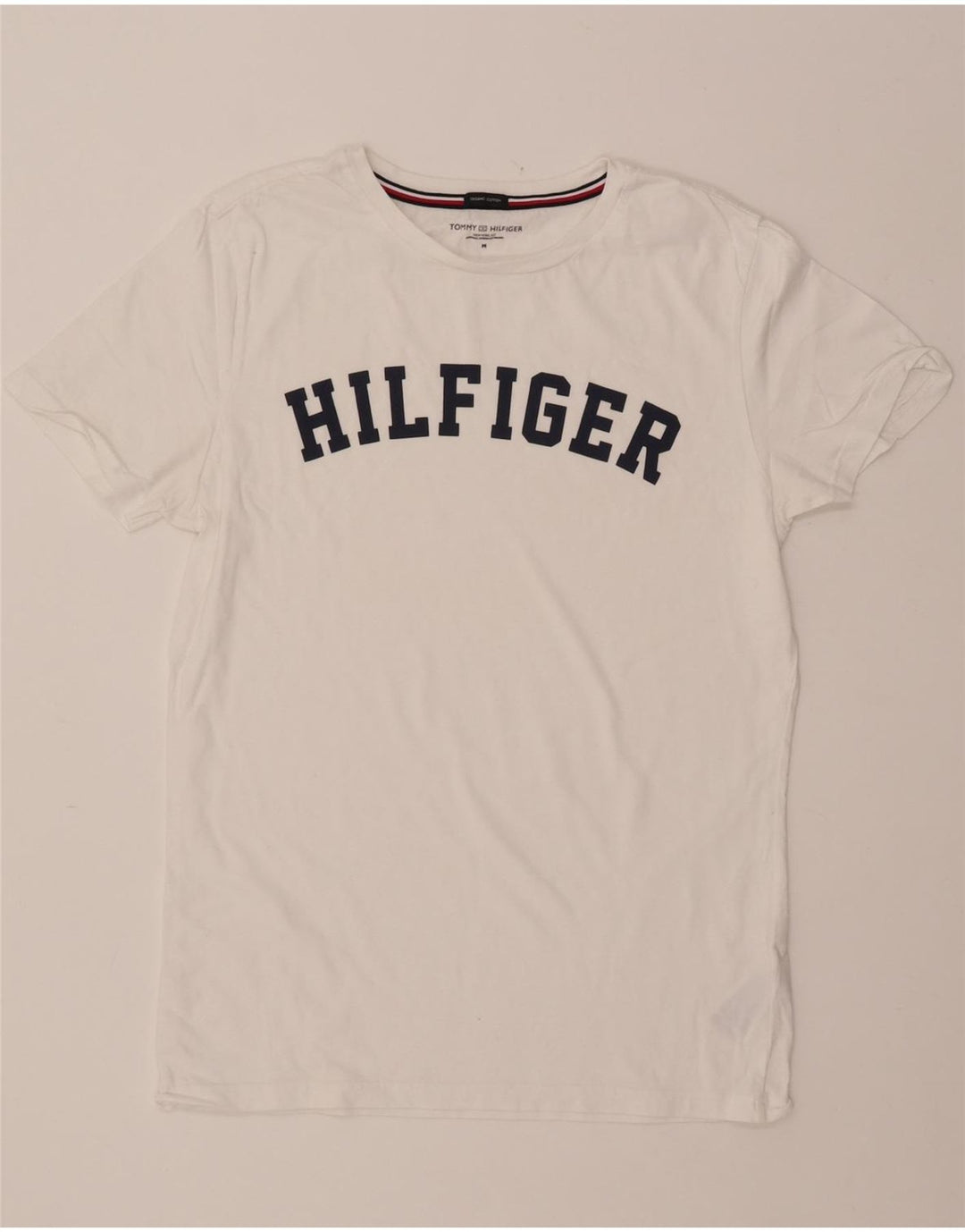 TOMMY HILFIGER Womens Graphic T-Shirt Top UK 14 Medium White Cotton