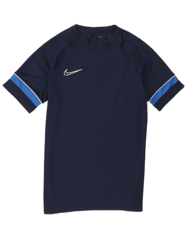 Nike Mens Dri Fit T-Shirt Top Medium Navy Blue Colourblock