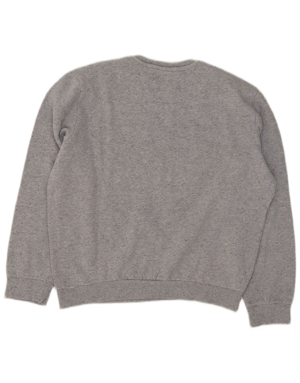 GAS Mens Graphic Sweatshirt Jumper Large Grey Flecked Cotton