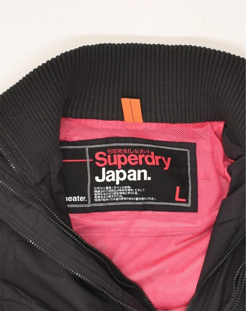 SUPERDRY Womens Windcheater Rain Jacket UK 16 Large Black Nylon | Vintage Superdry | Thrift | Second-Hand Superdry | Used Clothing | Messina Hembry 