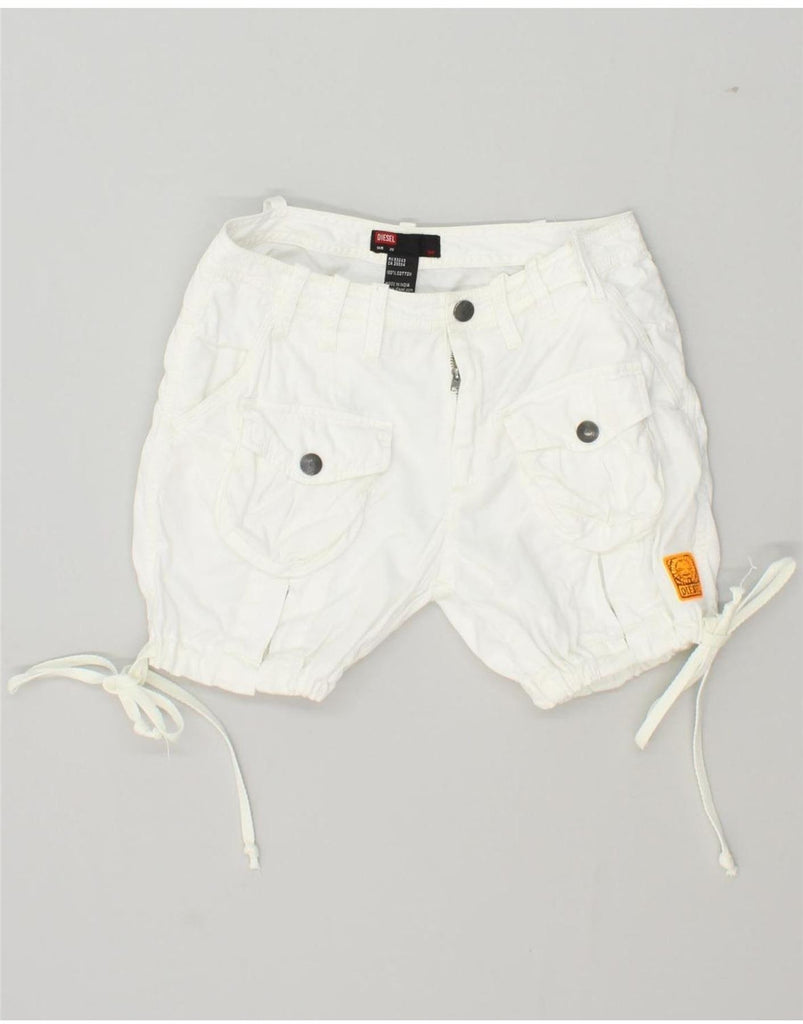 DIESEL Womens Cargo Shorts W25 XS White Cotton | Vintage Diesel | Thrift | Second-Hand Diesel | Used Clothing | Messina Hembry 