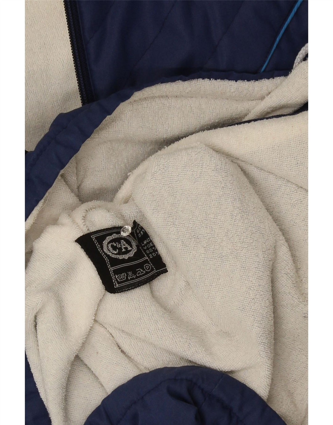 C & A Mens Hooded Windbreaker Jacket UK 36 Small Navy Blue Cotton