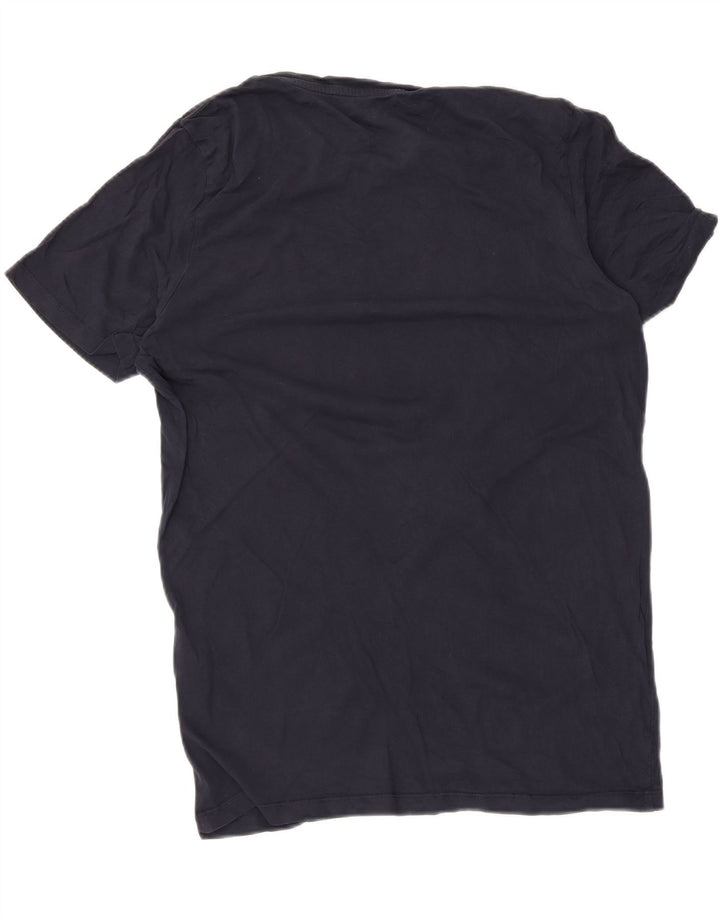 Jack & Jones Mens Graphic T-Shirt Top Medium Navy Blue Striped Cotton