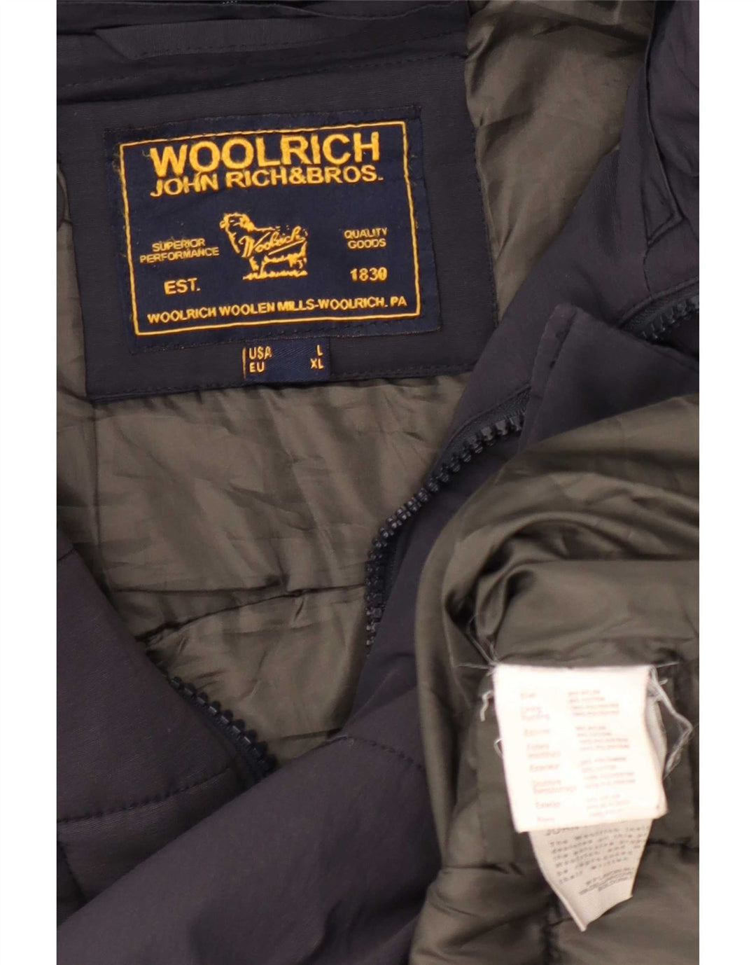Woolrich Mens Hooded Padded Jacket UK 40 Large Navy Blue Nylon