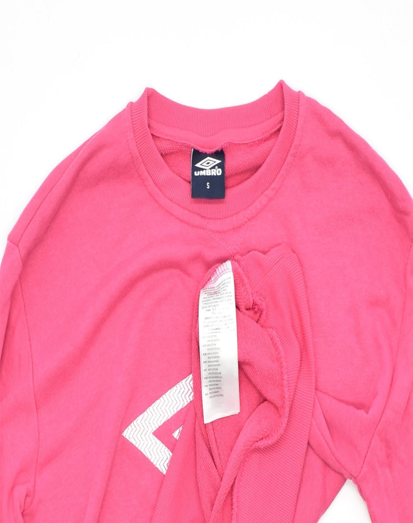 UMBRO Womens Graphic Sweatshirt Jumper UK 10 Small Pink Cotton | Vintage | Thrift | Second-Hand | Used Clothing | Messina Hembry 