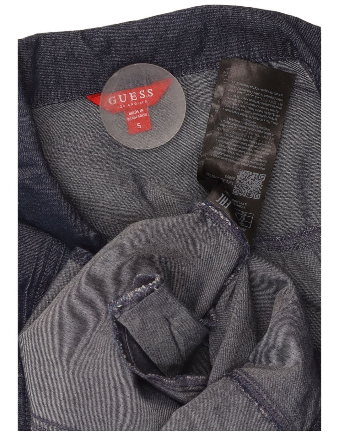 GUESS Womens 3/4 Sleeve Denim Shirt Dress UK 10 Small Navy Blue Cotton