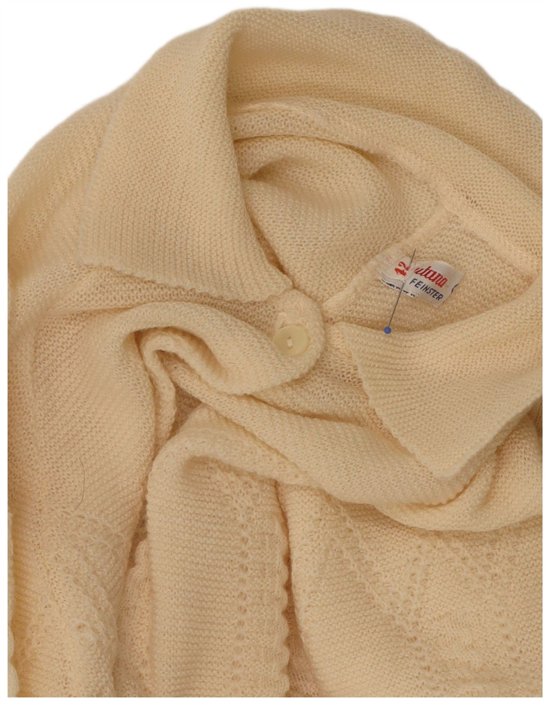 VINTAGE Womens Crop Cardigan Sweater IT 42 Medium Yellow Merino Wool