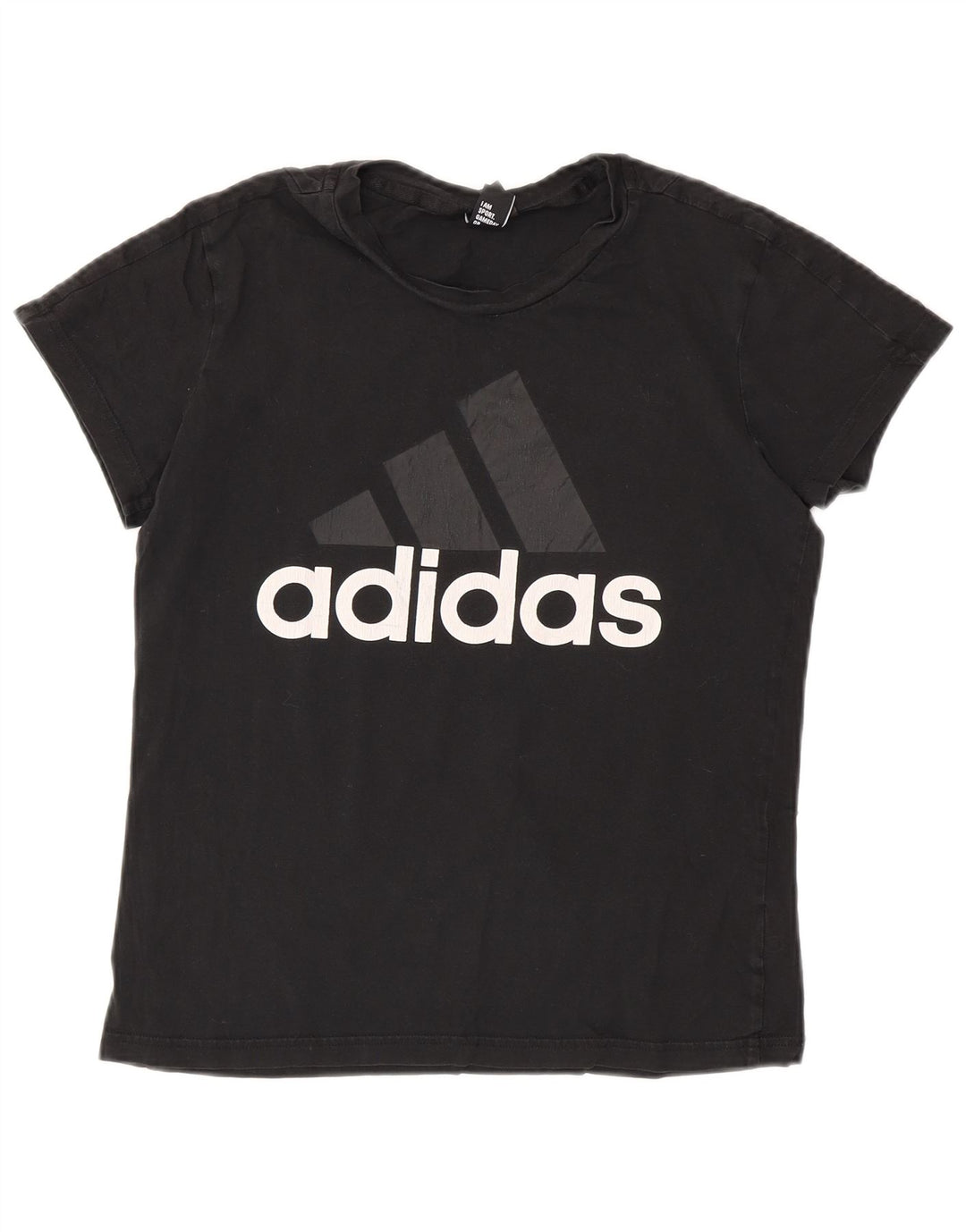 Adidas Womens Graphic T-Shirt Top UK 12 Medium Black Cotton