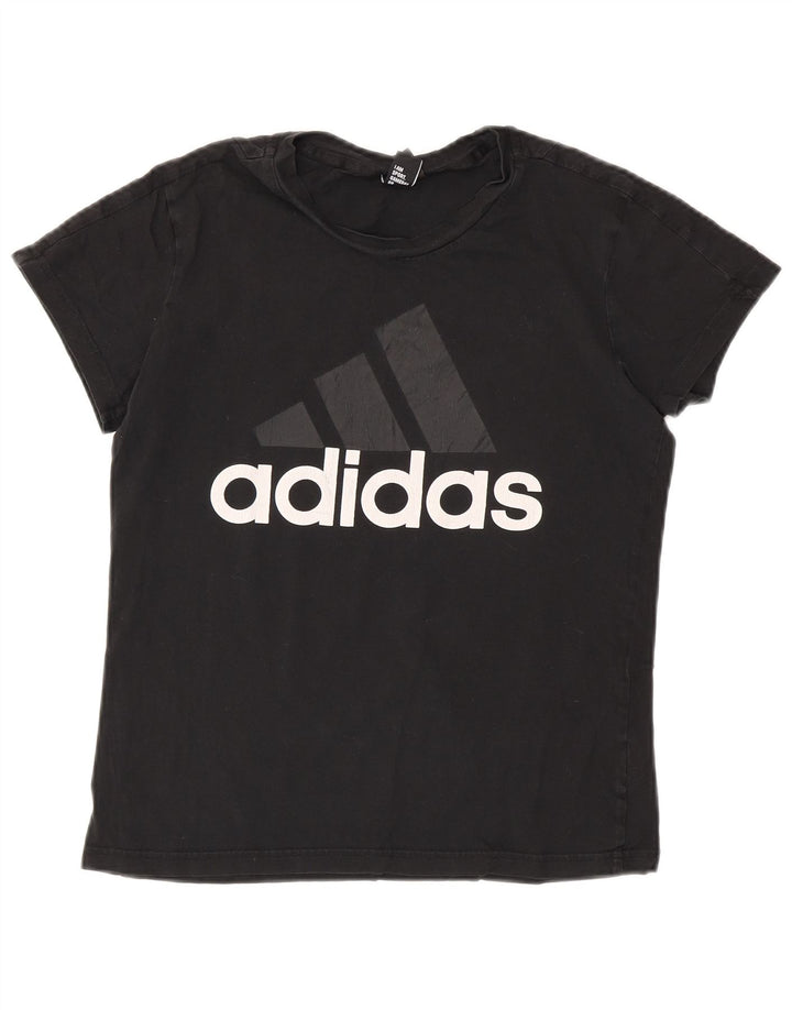 Adidas Womens Graphic T-Shirt Top UK 12 Medium Black Cotton