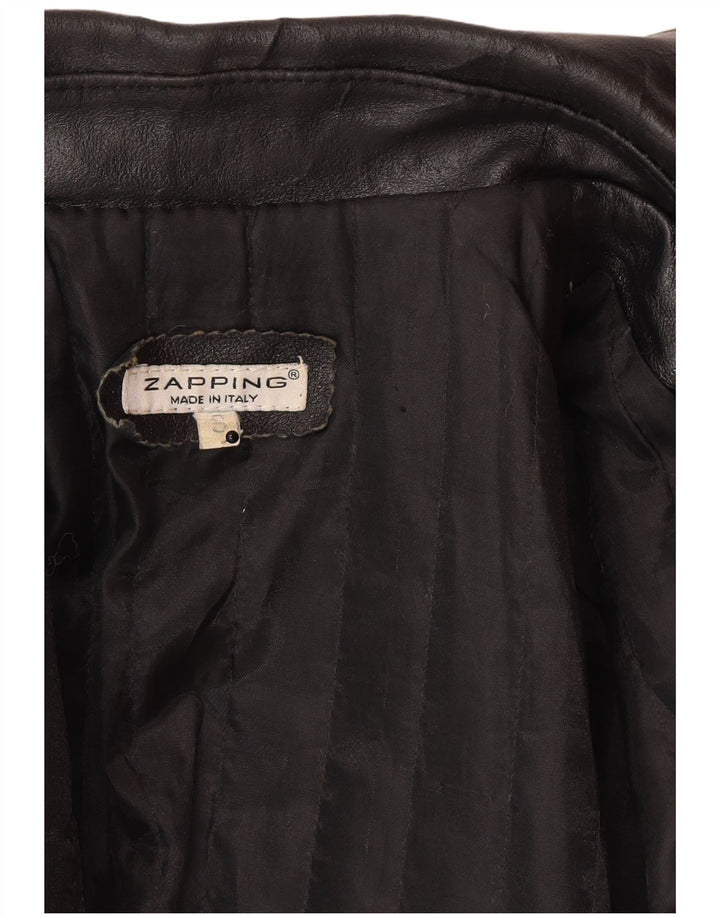 Vintage Womens Leather Jacket UK 10 Small Black Leather