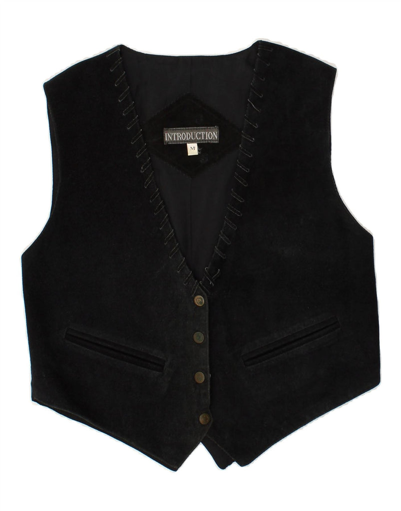 VINTAGE Womens Waistcoat UK 12 Medium Black Polyester | Vintage Vintage | Thrift | Second-Hand Vintage | Used Clothing | Messina Hembry 