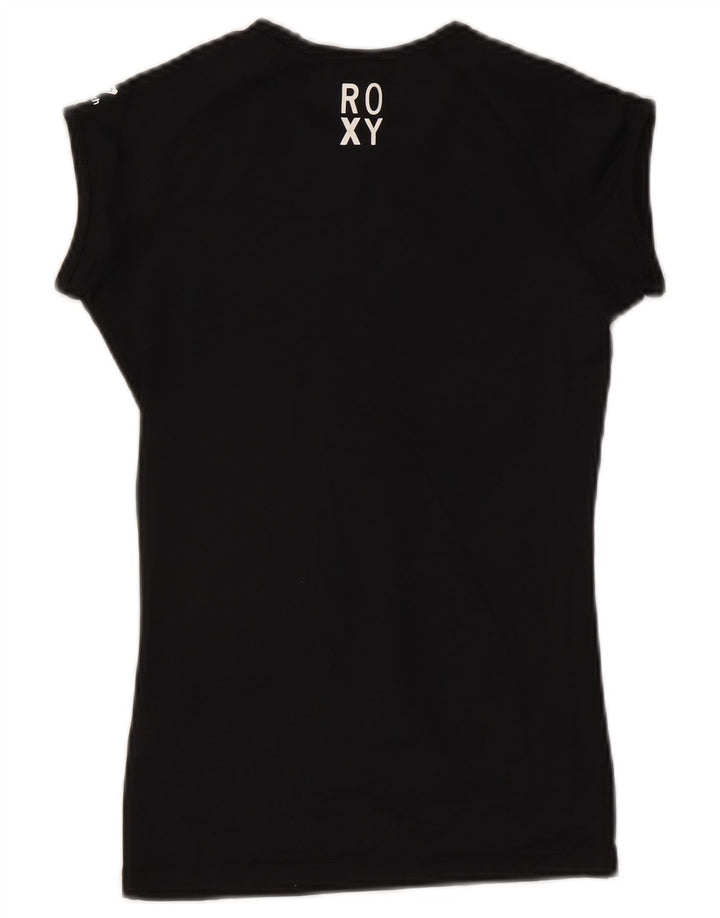 Roxy Womens Graphic T-Shirt Top UK 8 Small Black Polyester