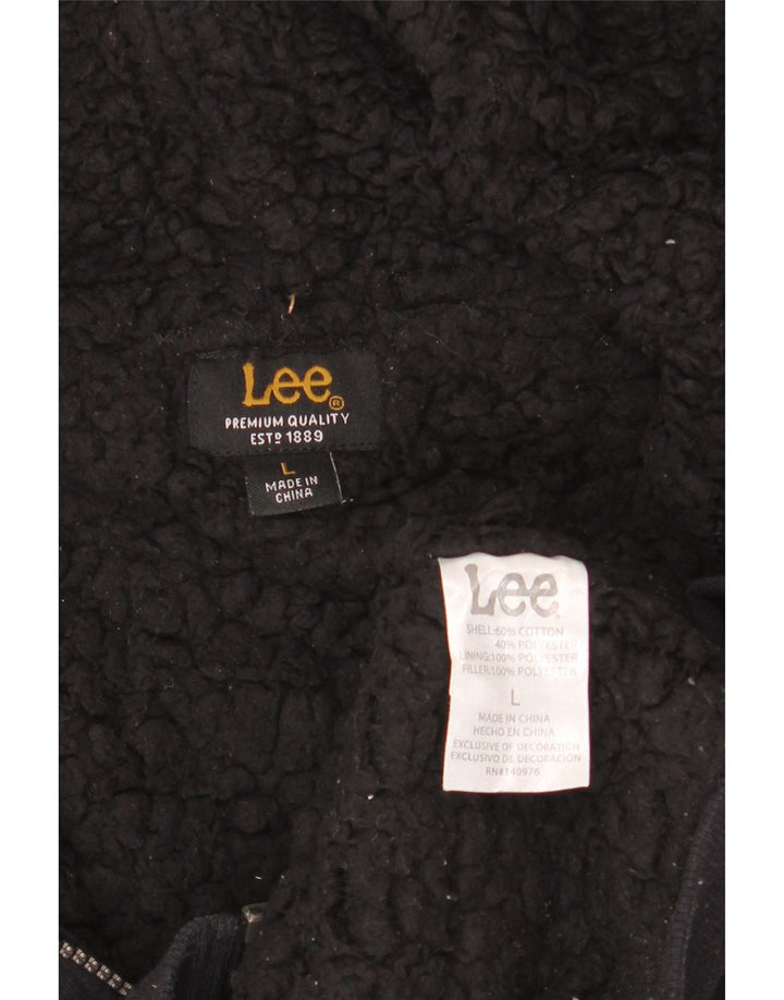Lee Womens Zip Hoodie Sweater UK 14 Large Black Cotton