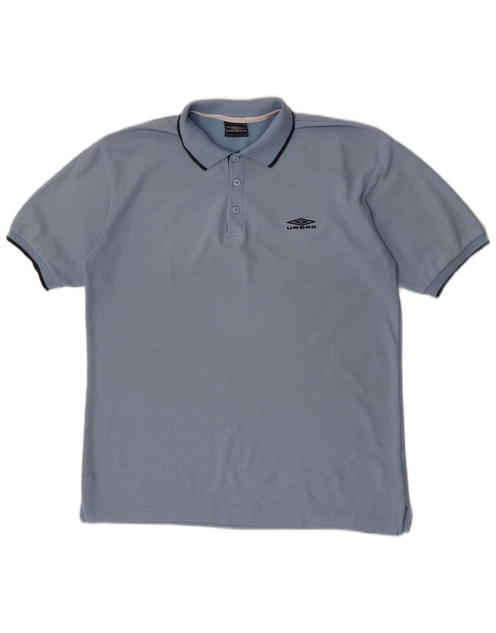 Umbro Mens Polo Shirt Medium Blue Polyester