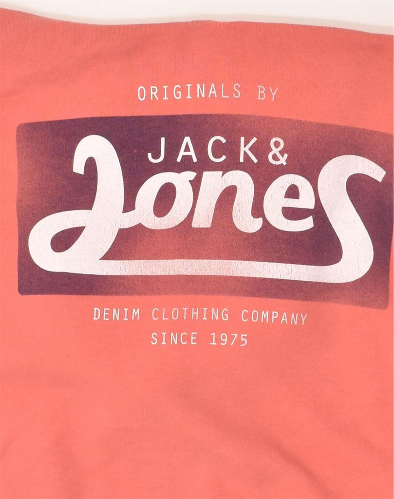 JACK & JONES Mens Graphic Hoodie Jumper Medium Orange Cotton | Vintage Jack & Jones | Thrift | Second-Hand Jack & Jones | Used Clothing | Messina Hembry 