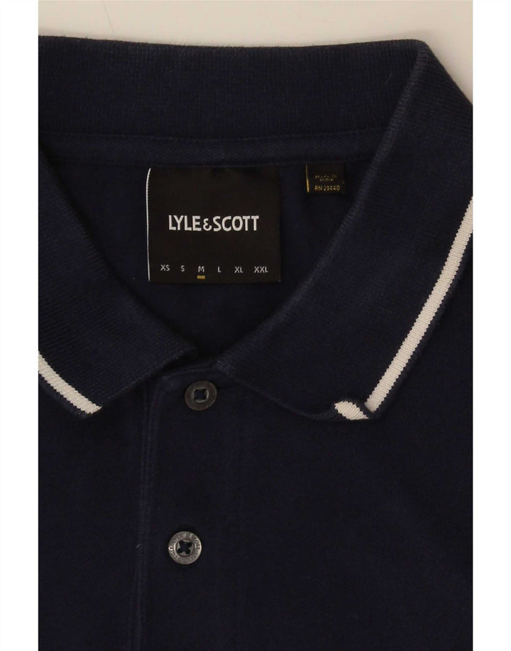 Lyle & Scott Mens Polo Shirt Medium Navy Blue Striped