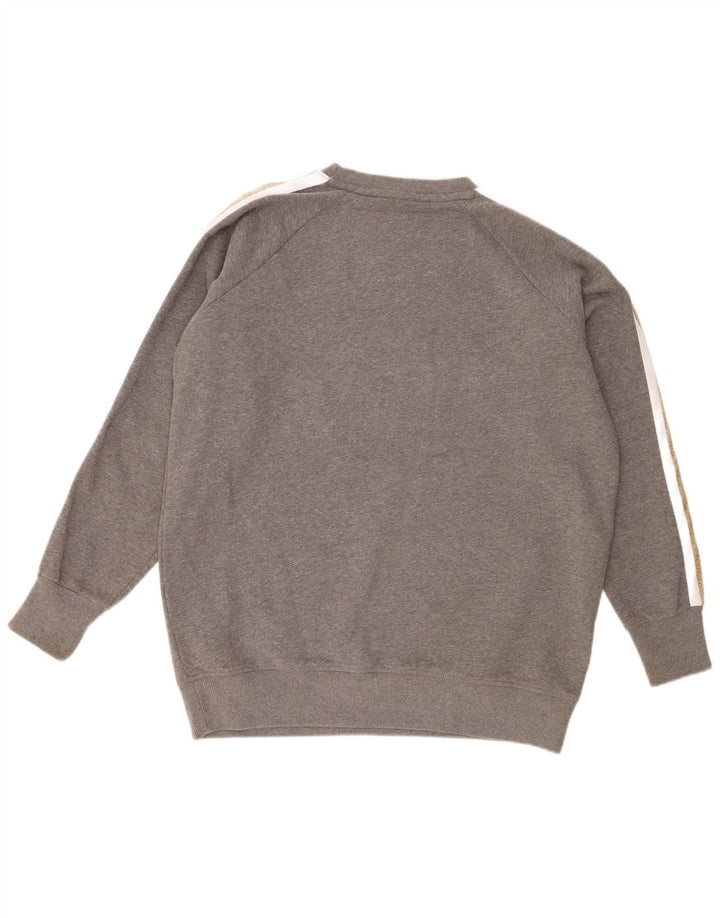 Superdry Womens Graphic Oversized Sweatshirt Jumper UK 6 XS Grey Flecked