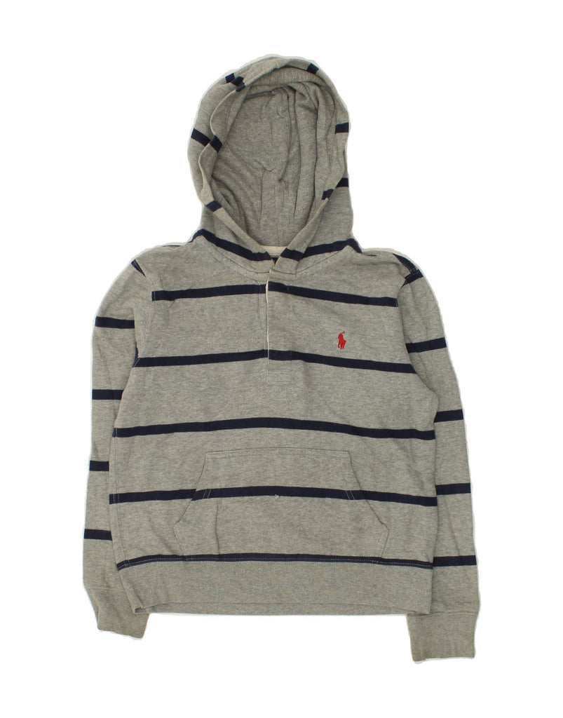 POLO RALPH LAUREN Boys Button Neck Hoodie Jumper 10-11 Years Medium Grey | Vintage Polo Ralph Lauren | Thrift | Second-Hand Polo Ralph Lauren | Used Clothing | Messina Hembry 