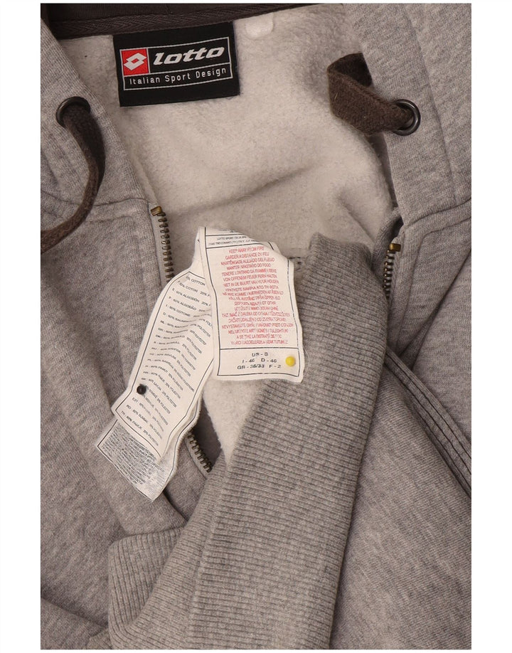 Lotto Mens Zip Hoodie Sweater IT 46 Small Grey Cotton